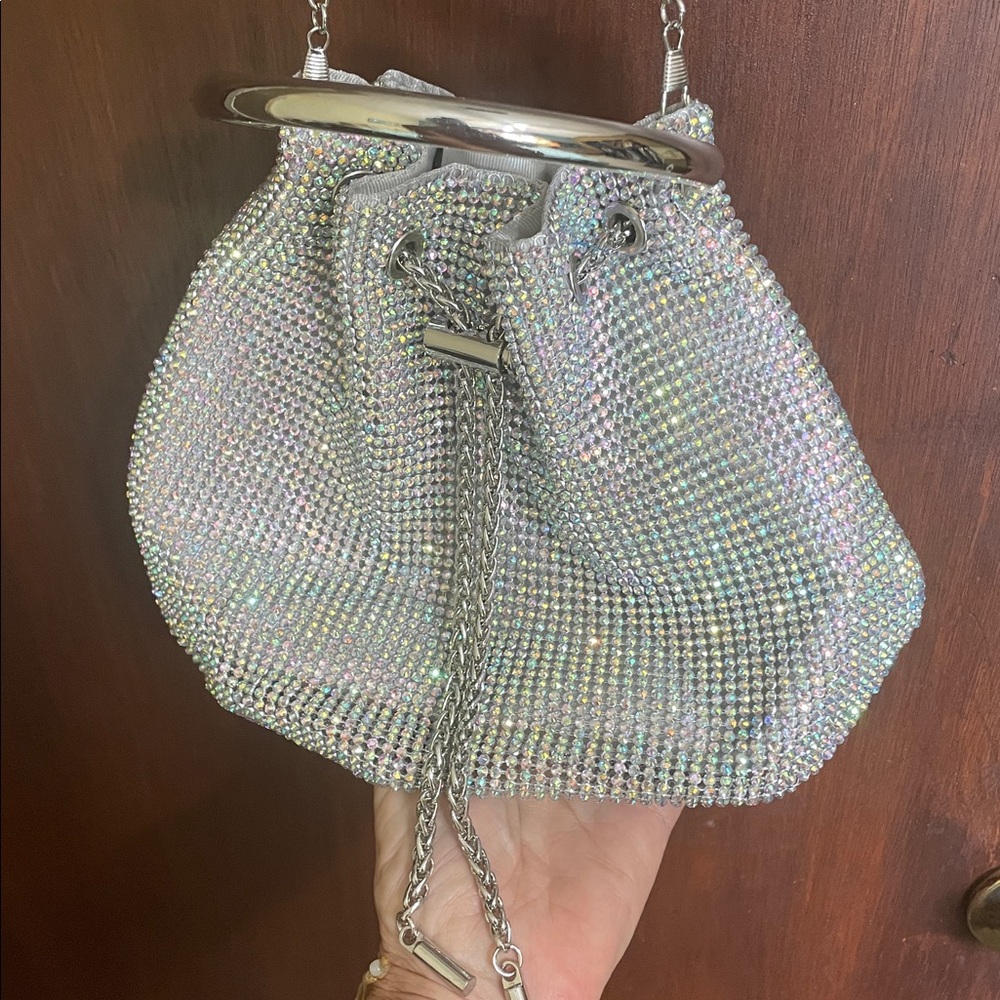 Vintage Jessica, McClintock, rhinestone and crusted mini bucket bag